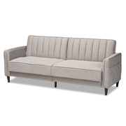 Baxton Studio Colby Mid-Century Light Grey Upholstered Sleeper Sofa 163-10683